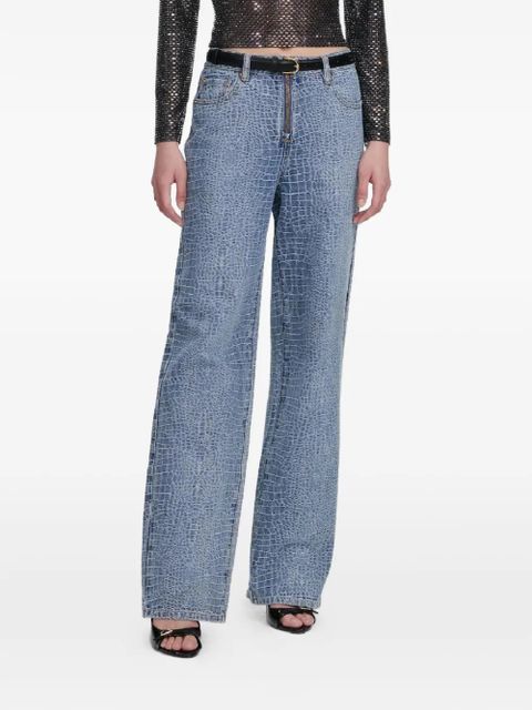 Self-Portrait crocodile-effect straight jeans - Blue - zdjęcie produktu nr 1