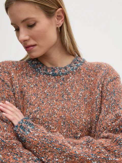 United Colors of Benetton sweter z domieszką wełny kolor pomarańczowy 116NU108M