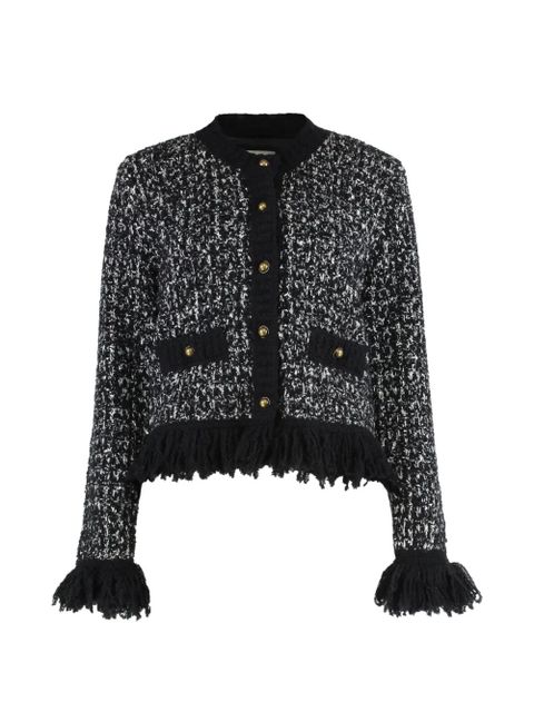 Moncler fringe-trim tweed cardigan - Black - zdjęcie produktu nr 1
