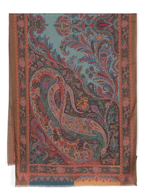 ETRO paisley-print frayed scarf - Brown