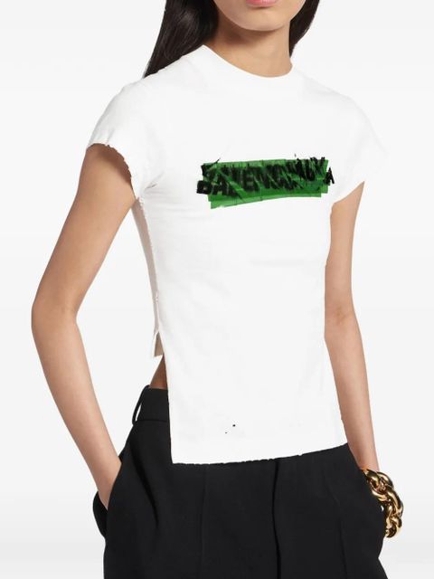 Balenciaga Messy Spray distressed logo-print T-shirt - White