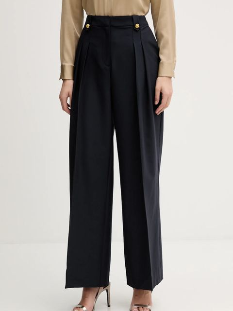 Barbour spodnie Avery damskie kolor granatowy szerokie high waist LTR0412 - zdjęcie produktu nr 1