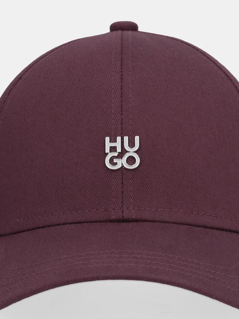 HUGO czapka z daszkiem bawełniana kolor fioletowy gładka 50533427