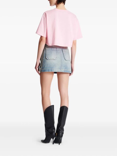 Balmain cropped logo-print T-shirt - Pink