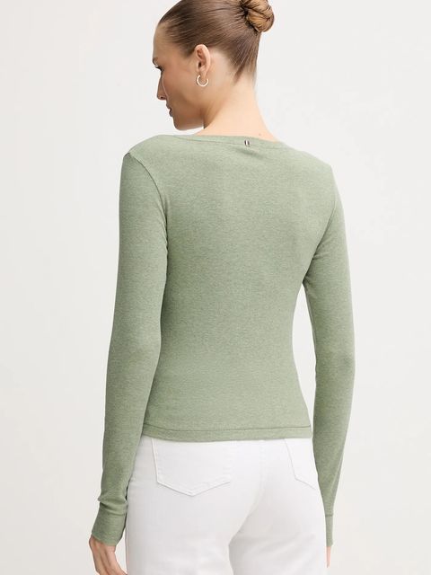 Tommy Hilfiger longsleeve kolor zielony UW0UW06066 - zdjęcie produktu nr 2