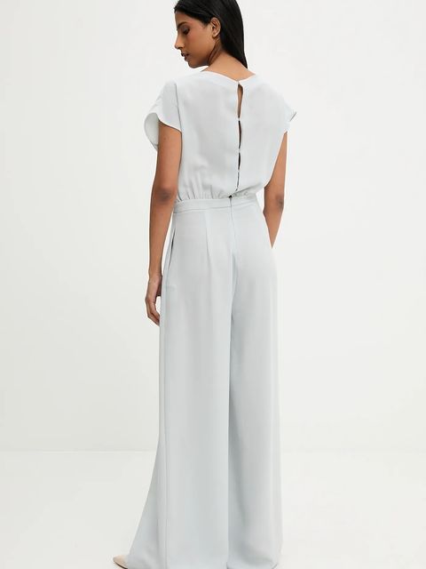 Answear.LAB kombinezon kolor niebieski z dekoltem okrągłym