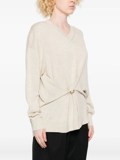 ISABEL MARANT Chiraz V-neck ring-detail sweater - Neutrals