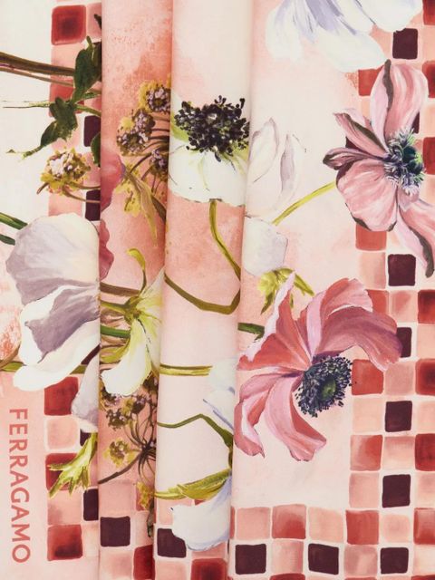 Ferragamo Fiori-print silk scarf - Pink