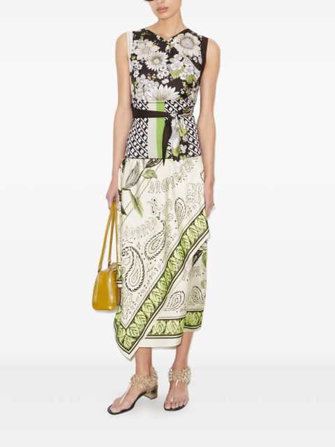Tory Burch silk scarf wrap skirt - Green
