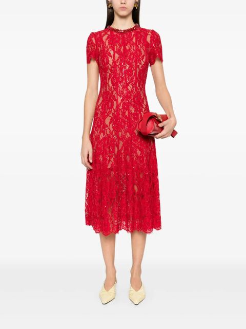 Self-Portrait lace midi dress - Red - zdjęcie produktu nr 2