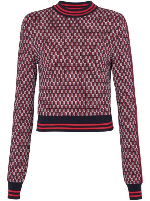 Balmain monogram check-pattern jumper - Red - zdjęcie produktu nr 1