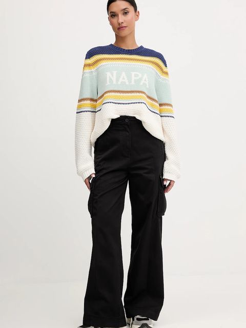 Napapijri spodnie bawełniane M-Selva damskie kolor czarny szerokie high waist NP0A4IL49411 - zdjęcie produktu nr 2