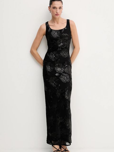 Rotate sukienka kolor czarny maxi dopasowana 115217100