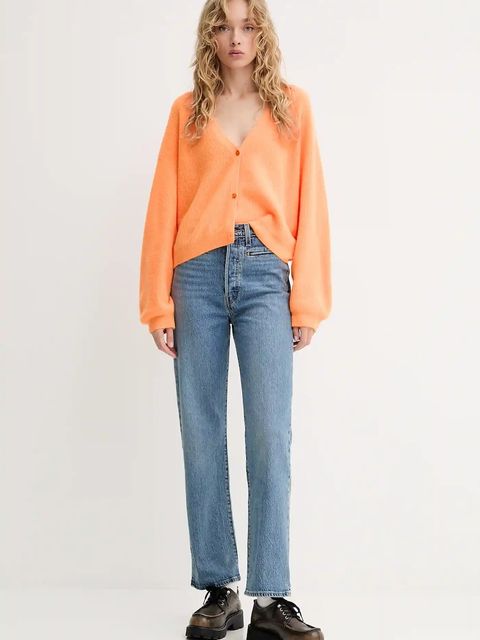 American Vintage kardigan z wełną damski kolor pomarańczowy lekki RAX19C