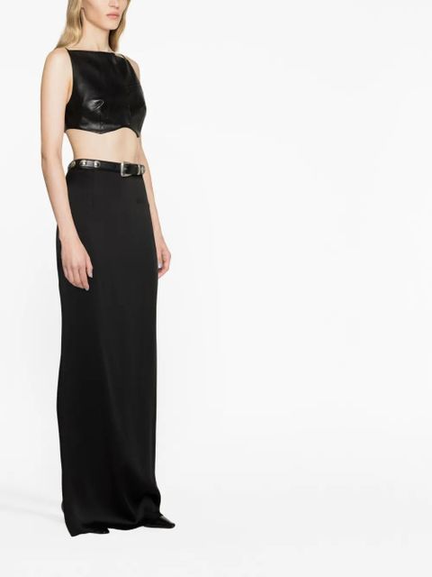 Aya Muse Elfi faux-leather crop top - Black