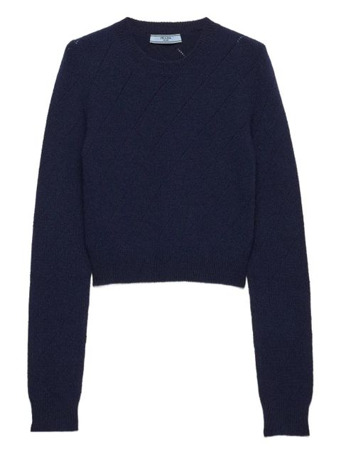 Prada open-weave crew-neck sweater - Blue - zdjęcie produktu nr 1