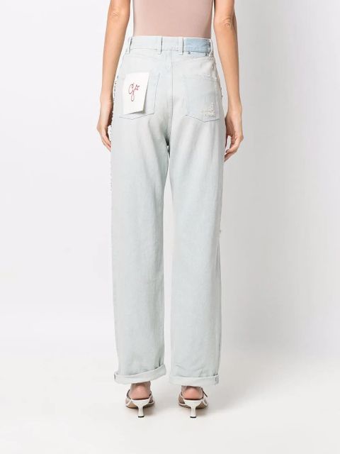 Golden Goose Kim cabochon-crystal bleached jeans - Blue
