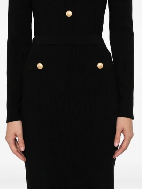 Alessandra Rich ribbed midi skirt - Black