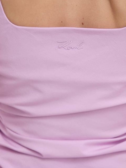 Karl Lagerfeld sukienka jeansowa kolor różowy mini dopasowana