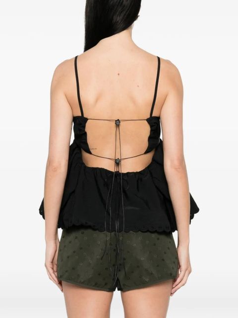 Cecilie Bahnsen Selena embroidered taffeta top - Black