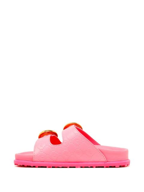 Marine Serre embossed leather sandals - Pink