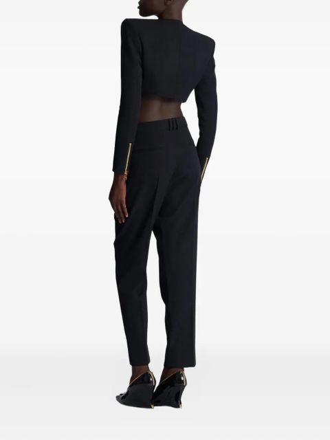 Balmain padded-shoulder zip-front jacket - Black