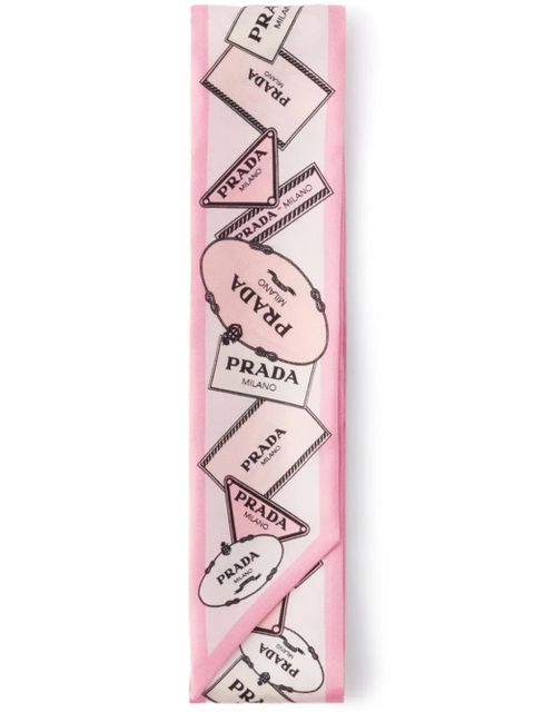 Prada printed twill scarf - Pink - zdjęcie produktu nr 1
