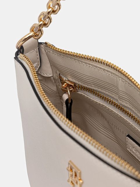 Tommy Hilfiger torebka skórzana kolor beżowy AW0AW18143