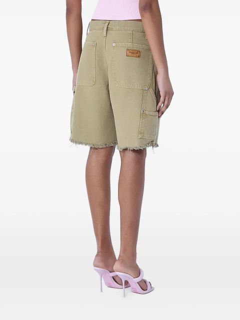 Alexander Wang zip-detail distressed-frayed mid-rise carpenter cotton shorts - Neutrals