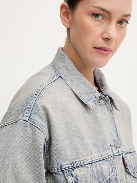 Levi's kurtka jeansowa kolor niebieski przejściowa oversize A1743