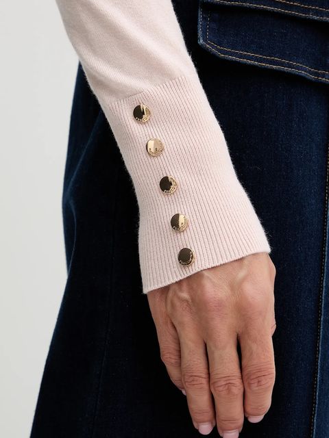 Fracomina sweter damski kolor beżowy lekki z golfem FR25WT7001K42101