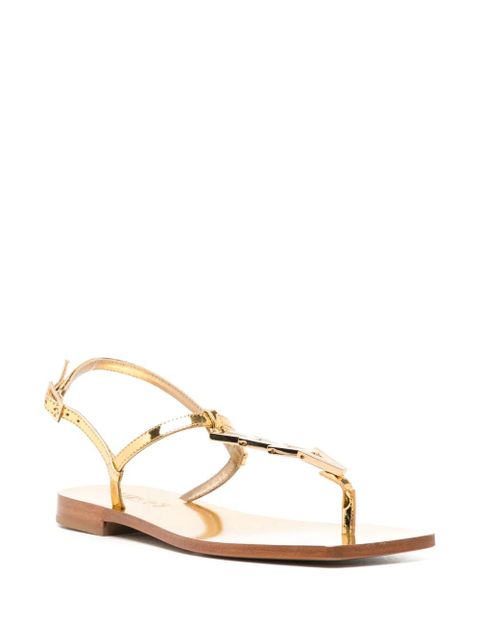 Versace leather T-strap sandals - Gold - zdjęcie produktu nr 2