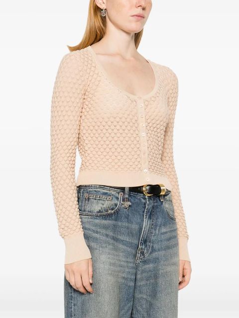 Chloé cropped pointelle-knit cardigan - Neutrals