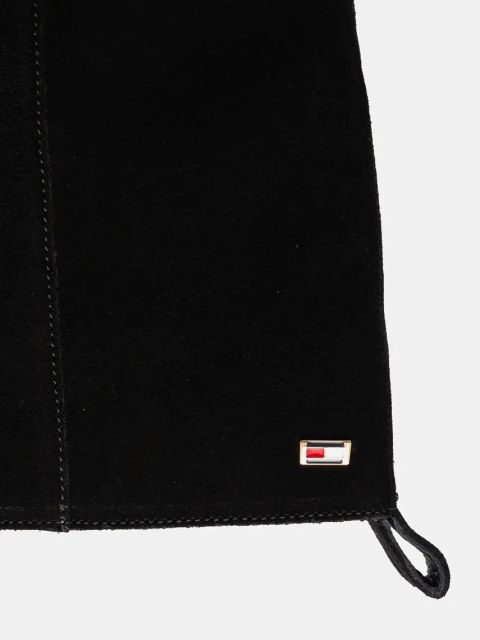 Tommy Hilfiger kozaki zamszowe FLAG SUEDE LONG BOOT ZIP damskie kolor czarny na płaskim obcasie FW0FW08178