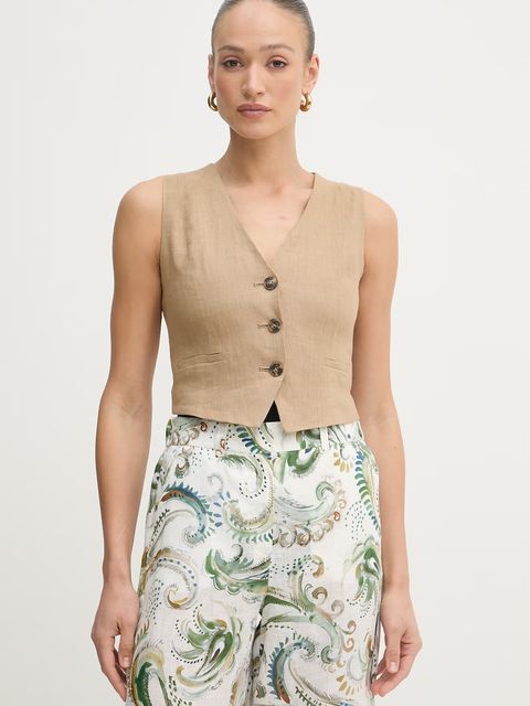 Marella kamizelka jednorzędowa damska lniana Emme by Marella - zdjęcie produktu nr 2