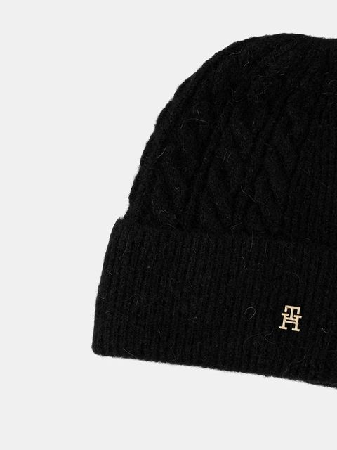 Tommy Hilfiger czapka z dodatkiem wełny kolor czarny AW0AW17784