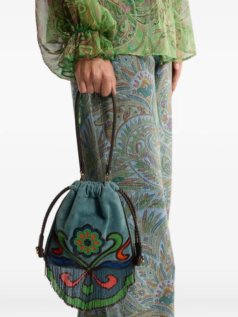 ETRO Small Kalispera beaded fringed bucket bag - Blue - zdjęcie produktu nr 2