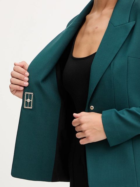 Patrizia Pepe marynarka z dodatkiem wełny kolor zielony jednorzędowa gładka 2S1537 A475