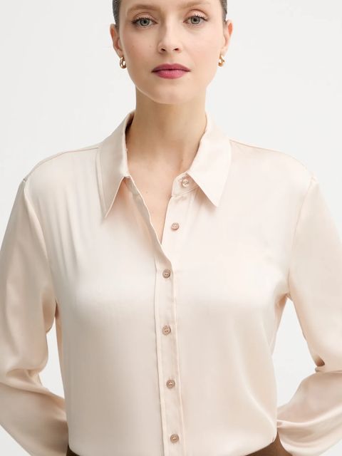 Guess koszula CONCETTA damska kolor beżowy regular z kołnierzykiem klasycznym W5YH03 WF1T2