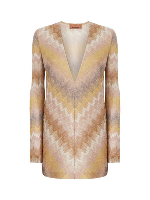 Missoni V-neck chevron mini dress - Neutrals - zdjęcie produktu nr 2