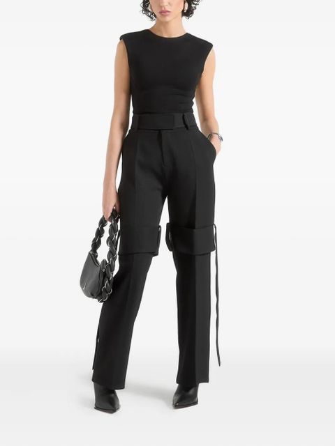 Manière De Voir Isabelle belted knee-strap trousers - Black - zdjęcie produktu nr 2