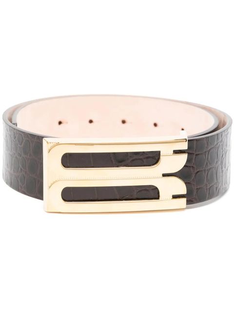 Victoria Beckham crocodile-embossed leather Jumbo Frame belt - Brown - zdjęcie produktu nr 1