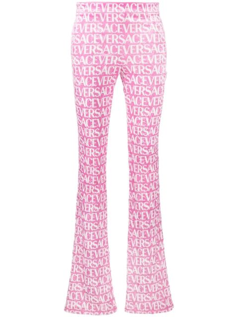 Versace logo-print flared trousers - Pink