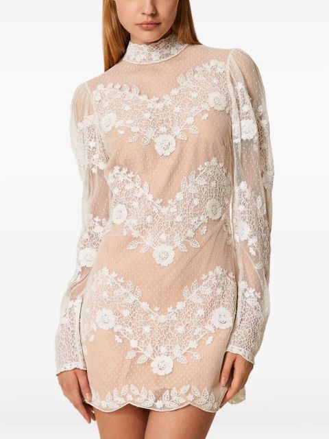 TWINSET floral-lace tulle mini dress - White - zdjęcie produktu nr 2