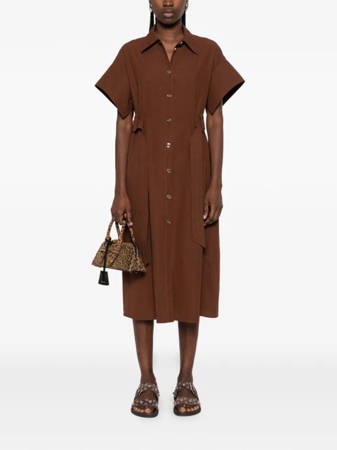 PINKO belted buttoned midi shirt dress - Brown - zdjęcie produktu nr 2