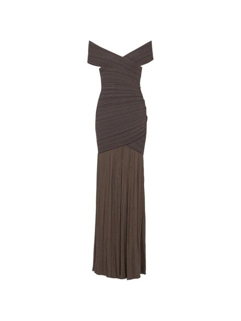 Balmain off-the-shoulder maxi dress - Brown - zdjęcie produktu nr 1
