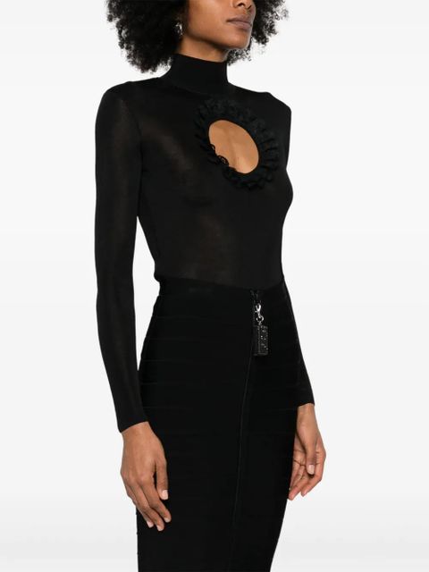 Self-Portrait cut out-detail knitted bodysuit - Black