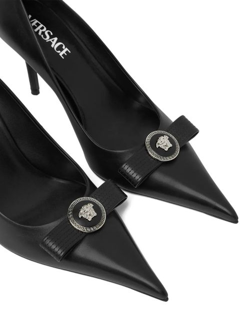 Versace 85mm Gianni Ribbon leather pumps - Black