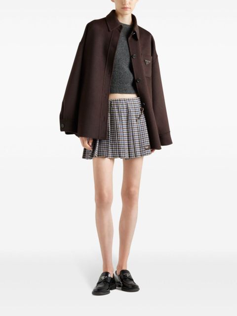 Prada checked wool mini skirt - Brown