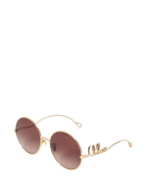 Chloé Eyewear logo-plaque round-frame sunglasses - Gold - zdjęcie produktu nr 1